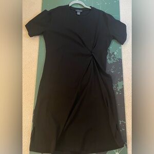Gracia Twist-Front Black T-Shirt Midi Dress Large